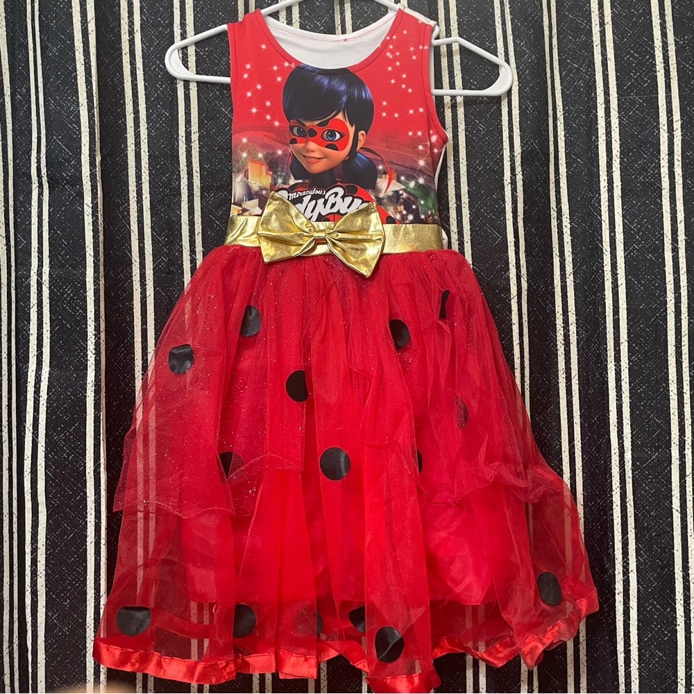 Ladybug Superhero Dress with Red and Gold